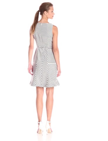 Price:$109.86    Taylor Dresses Women's Placement-Striped Belted Dress  Clothing