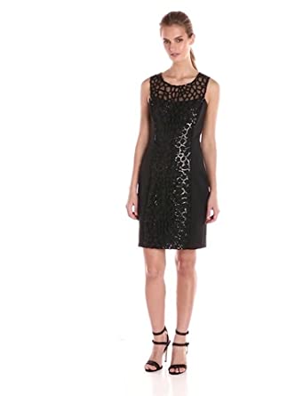 Price:$111.90    Jessica Simpson Women's Embellished Sleeveless Scuba Dress, Black, 2  Clothing