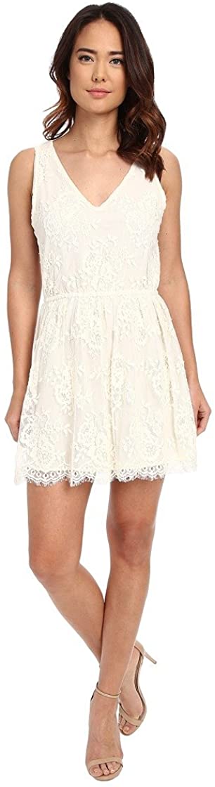 Price:$75.00    BB Dakota Women's Ariella Scallop Edge Lace Dress, Vanilla, Large  Clothing