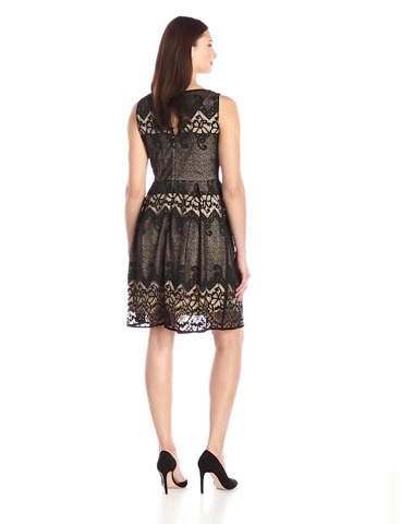 Price:$79.99    Julian Taylor Women's Sleeveless Lace Detail Fit and Flare Dress  Clothing