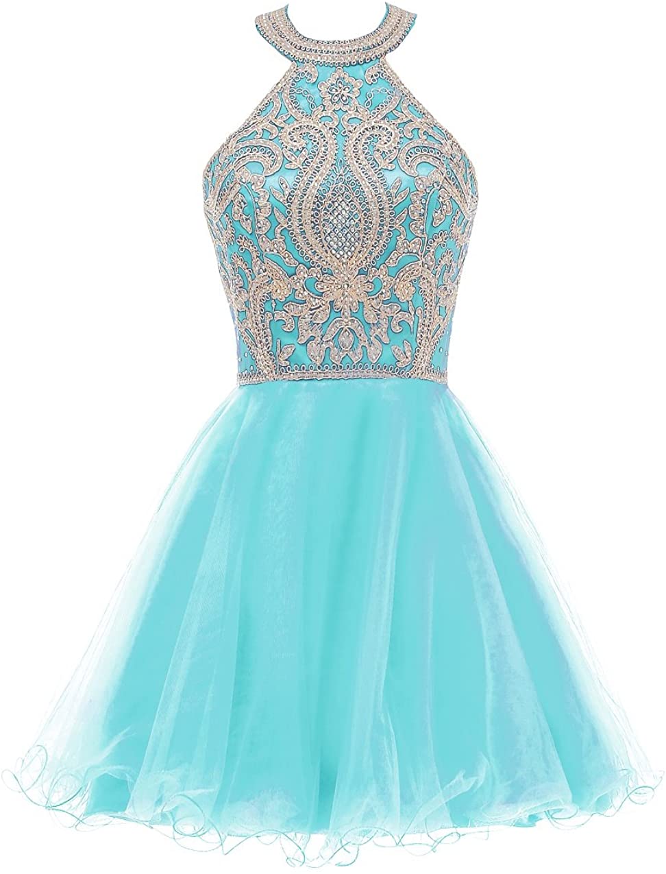Price:$69.00    WDING Short Prom Dresses For Juniors Lace Appliques Tulle Homecoming Dress  Clothing