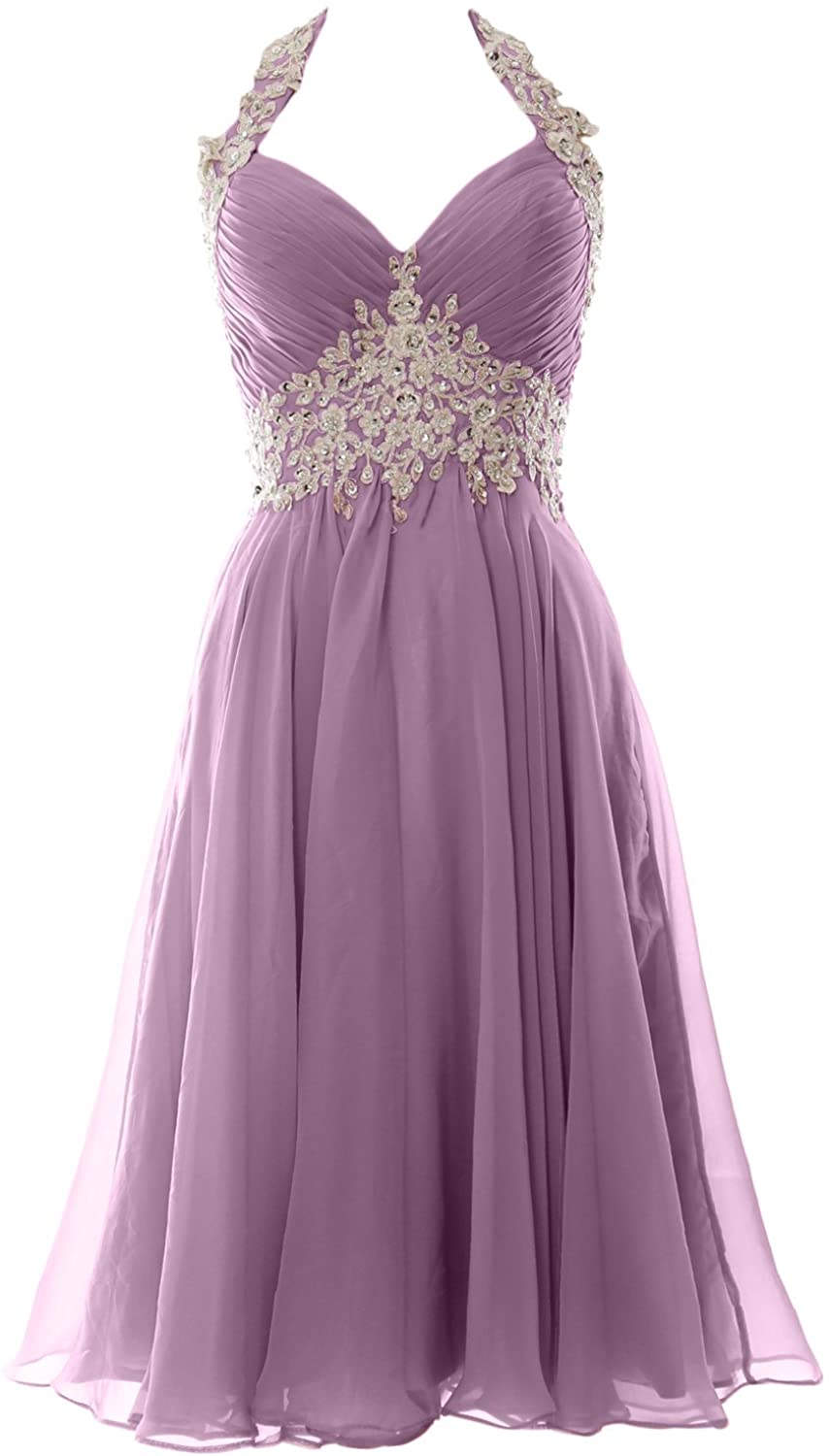 Price:$109.00    MACloth Women Halter Short Lace Beading Wedding Guest Dresses Homecoming  Clothing