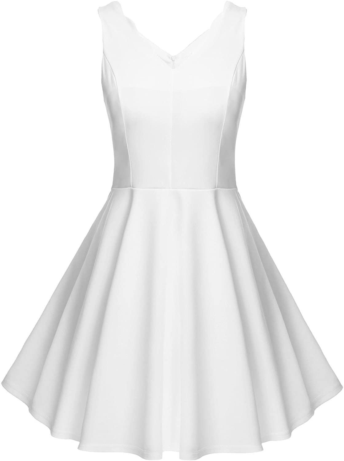 Price:$34.98 Beyove Womens Elegant V Neck Skater Dress Scallop Mini Dress at Amazon Women’s Clothing store