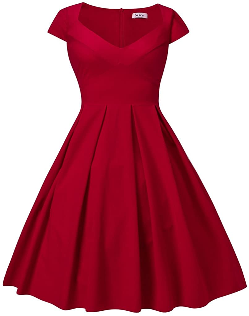 Price:$11.99    DILANNI Women's Retro Deep-V Neck Half Sleeve Vintage Cocktail Swing Dress Party Dress  Clothing
