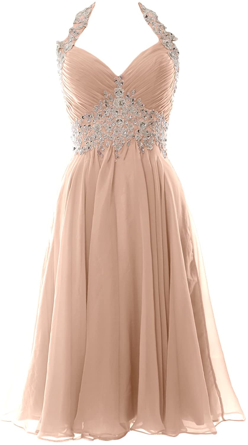 Price:$109.00    MACloth Women Halter Short Lace Beading Wedding Guest Dresses Homecoming  Clothing