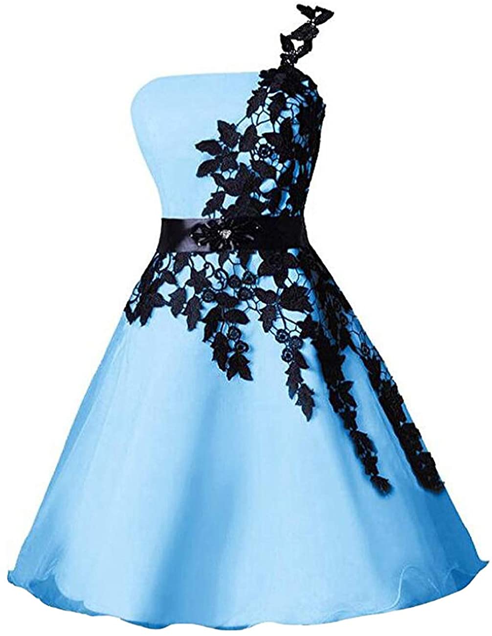 Price:$64.00 Dressesonline Women's One-Shoulder Short A-line Appliques Homecoming Dresses Wedding Party Dress at Amazon Women’s Clothing store