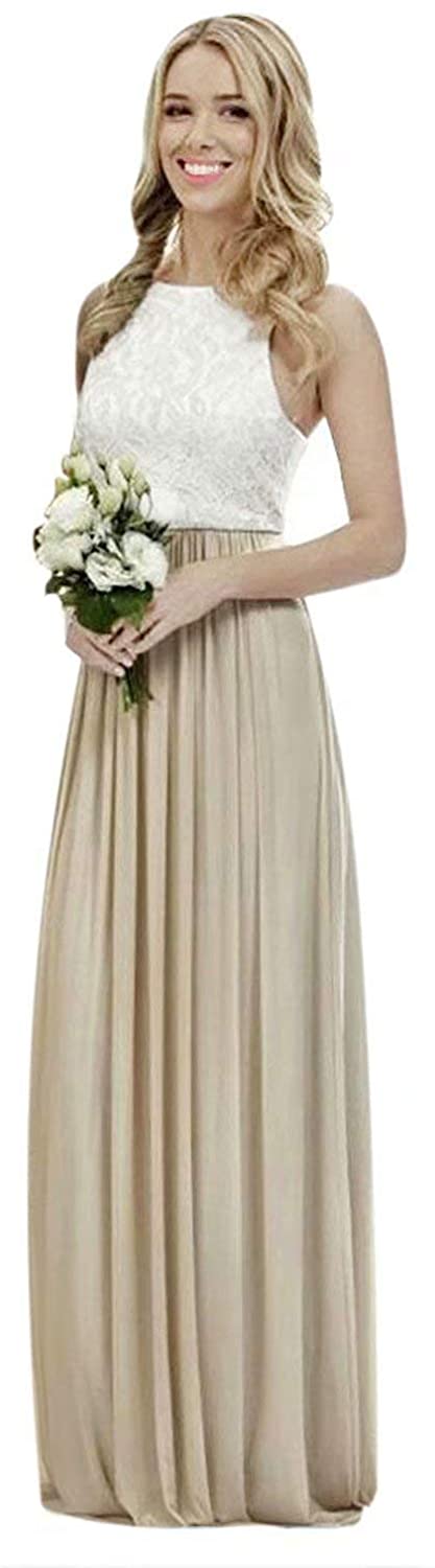 Price:$65.00    XJLY Line Lace Chiffon Floor Length Bridesmaid Dress Wedding Party Dress  Clothing