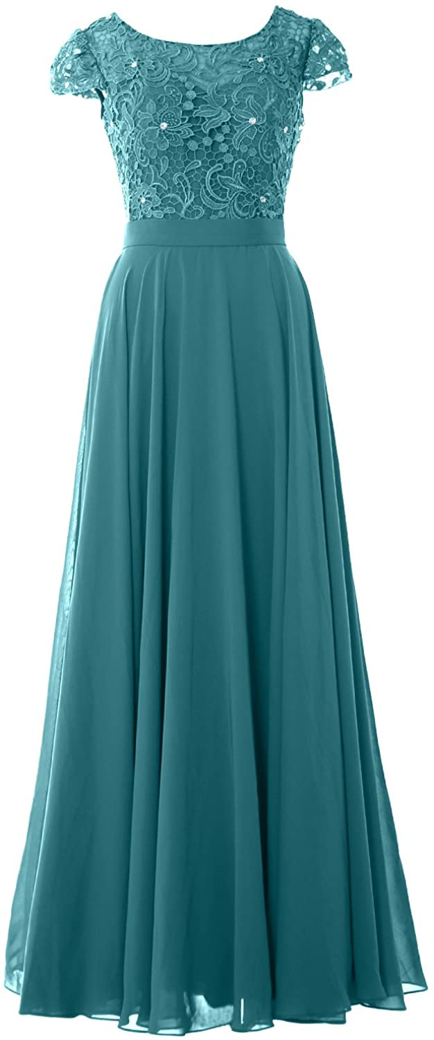 Price:$129.00    MACloth Women Mother of Bride Dresses Cap Sleeves Wedding Bridesmaid Rehearsal  Clothing
