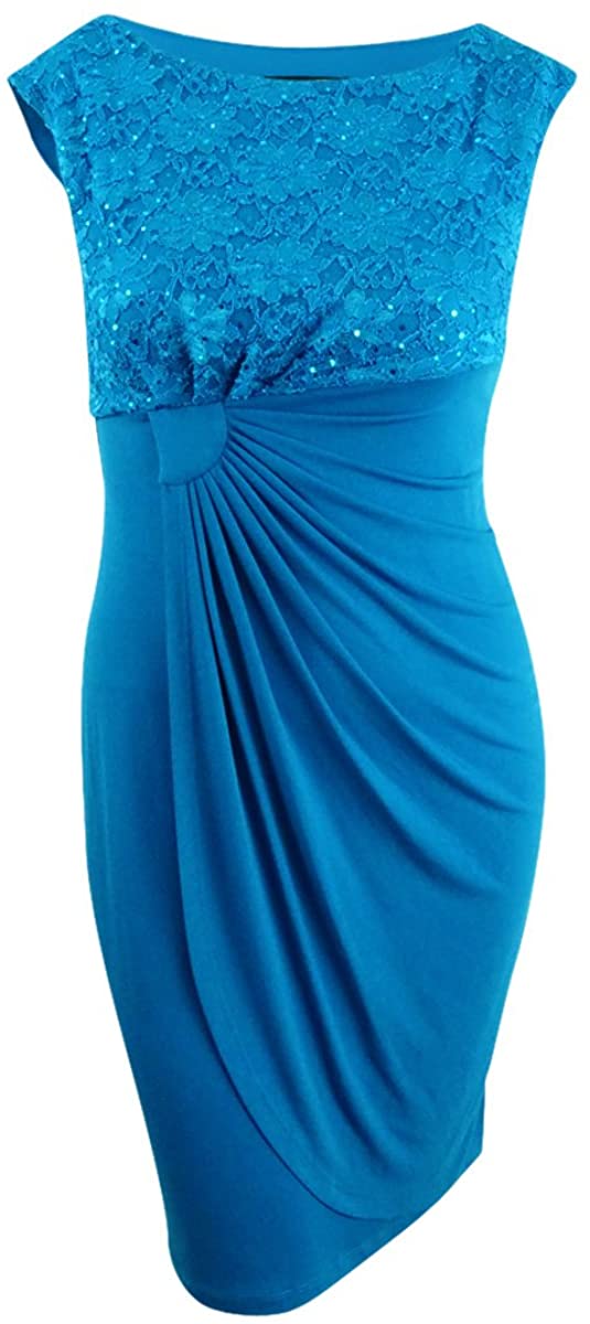 Price:$19.98 Connected Women's Lace Overlay Jersey Dress at Amazon Women’s Clothing store