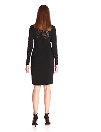 Price:$44.99    Carmen Marc Valvo Infusion Women's Long Sleeve Cockail Dress W/Lace Back, Black, 2  Clothing
