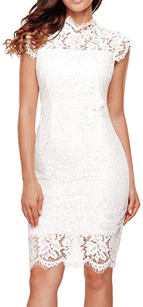 Price:$0.00    JoKim Women's Sleeveless Lace Floral Elegant Cocktail Dress Crew Neck Knee Length  Clothing