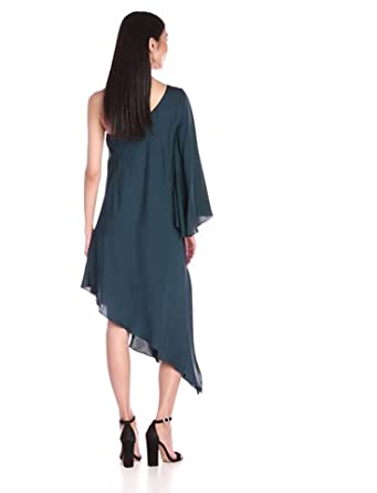 Price:$421.01    MILLY Women's One Shoulder Tori Dress, Peacock, 2  Clothing