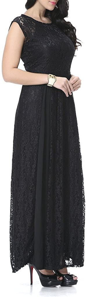 Price:$25.49 QZUnique Women's Summer Double V-Neck Sleeveless Long Bridesmaid Siren Lace Gown at Amazon Women’s Clothing store