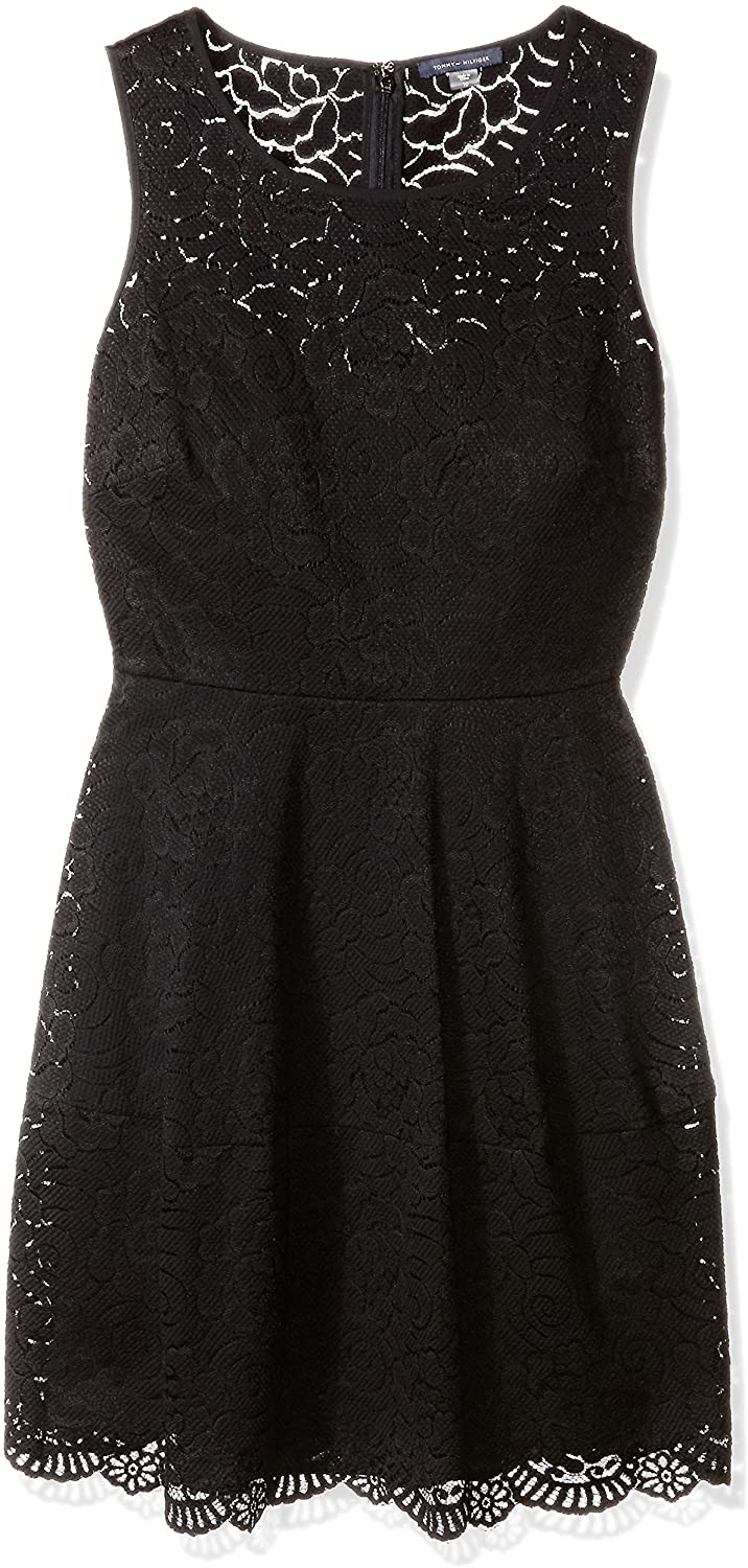 Price:$114.88    Tommy Hilfiger Women's Sleeveless Vienna Lace Fit & Flare  Clothing