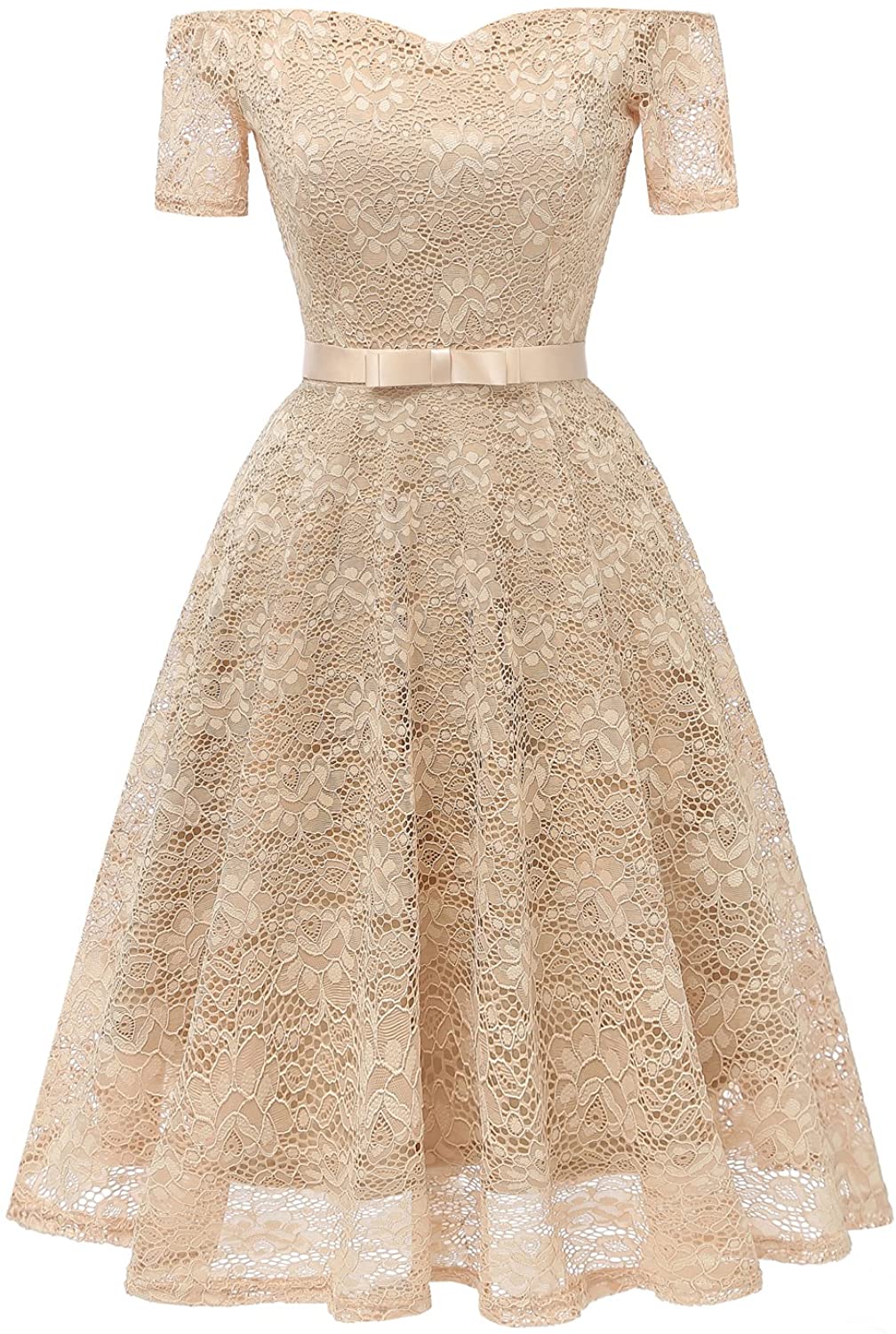 Price:$49.90 Edaydress Off Shoulder Bow lace Open Back red Women Dress at Amazon Women’s Clothing store
