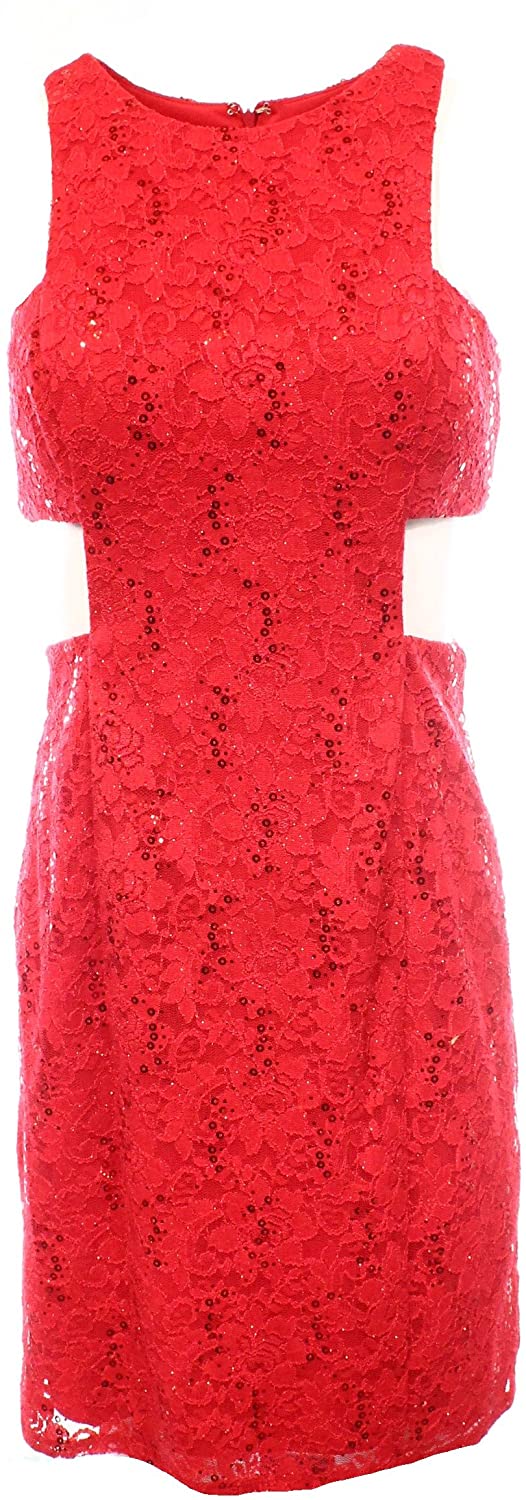 Price:$14.99    Morgan & Co. Junior Sequin Glitter Cut Out Sheath Dress Size 3/4 Red  Morgan & Company  Clothing