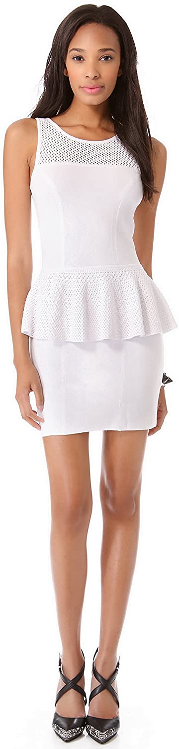 Price:$99.50    MILLY NY White Peplum Knit Crochet Detail Nicole Dress Sz S  Clothing