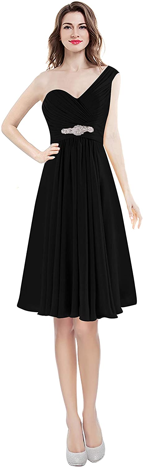 Price:$0.00 ThaliaDress Womens Short Chiffon One Shoulder Bridesmaid Dress Prom Gown T273LF at Amazon Women’s Clothing store