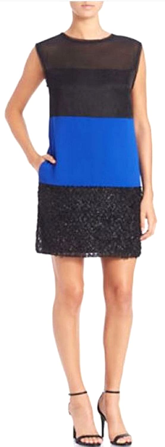 Price:$0.00    RACHEL Rachael Roy Colorblocked Shift Dress, Black/Pacific blue  Clothing