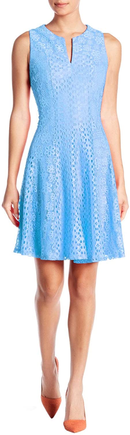 Price:$28.00    Gabby Skye Womens Sleeveless Lace Detail Dress 14 Denim Blue  Clothing