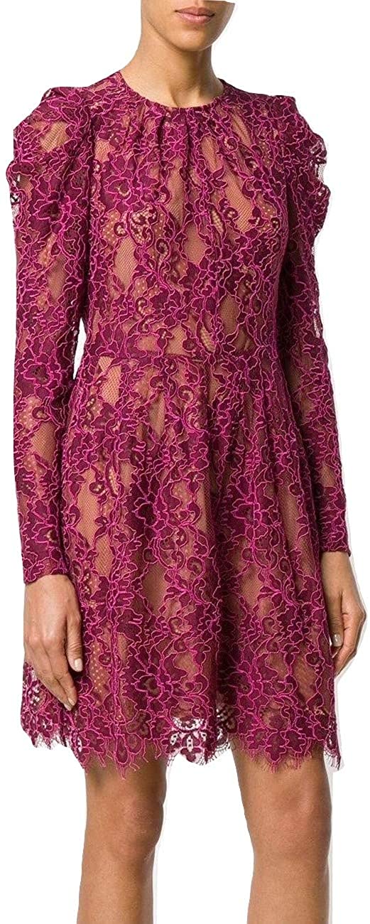 Price:$129.99    Michael Kors Scalloped Corded Floral Lace Dress, Merlot (00)  Clothing