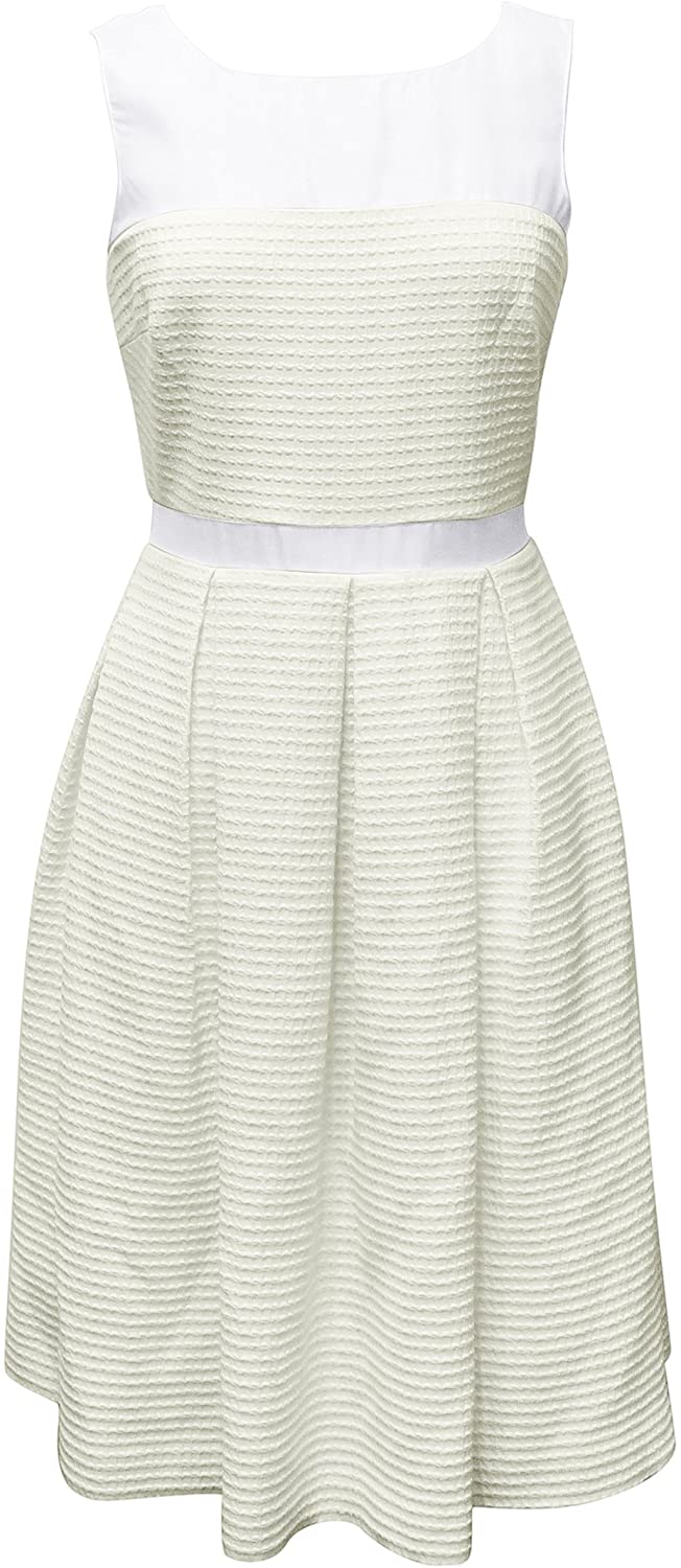 Price:$99.99    Badgley Mischka Ivory Cotton Blend Silk Pleated Sleeveless Crepe Dress 10  Clothing