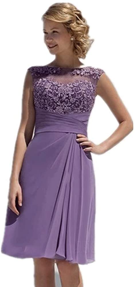 Price:$0.00    CG Women's A-Line/Princess Bateau Neck Knee-Length Mother of The Bride Dress with Lace Ruching H705AF95  Clothing