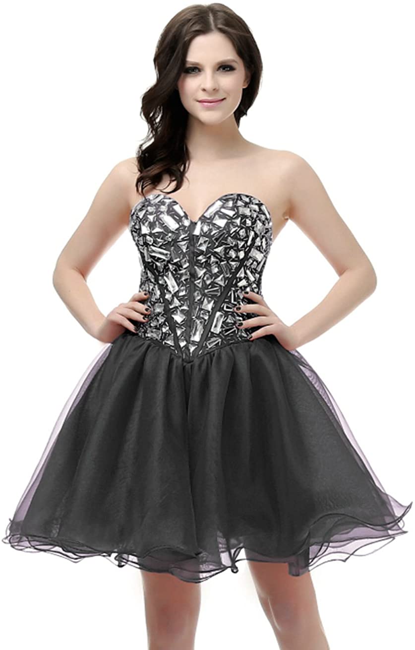 Price:$0.00    Vantexi Women's Crystal Short Formal Evening Dress Cocktail Party Gown  Clothing