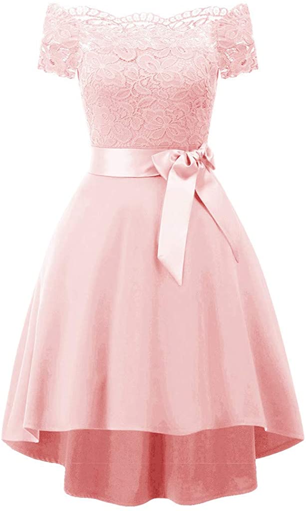 Price:$1.59    Women Bow Bridesmaid Dress, NDGDA Formal Lace Chiffon Cocktail Long Dress  Clothing