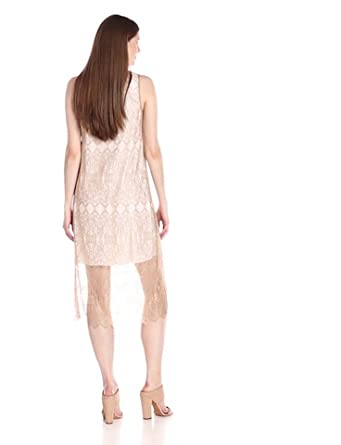 Price:$80.50    kensie Women's Dainty Lace Midi Dress, Sand Dune Combo, Medium  Clothing