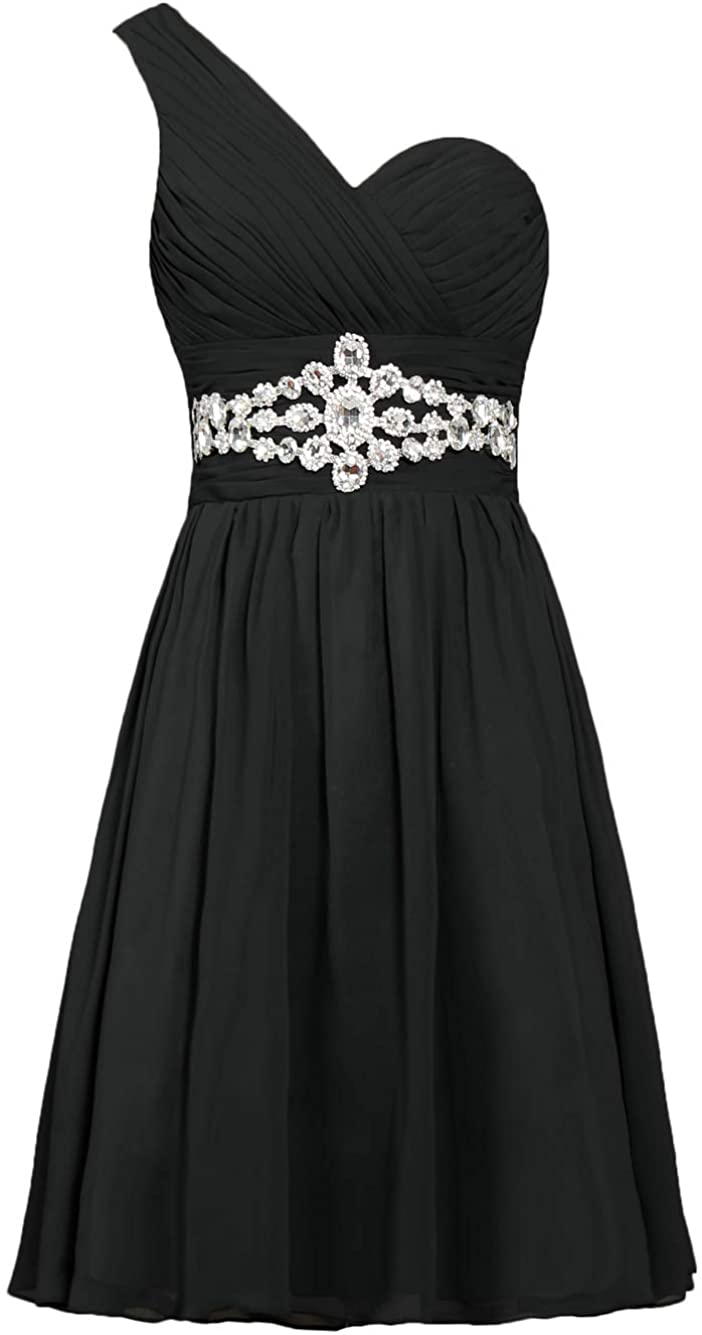 Price:$35.99    ANTS Women's Chiffon One Shoulder Prom Dress Short Evening Dress  Clothing