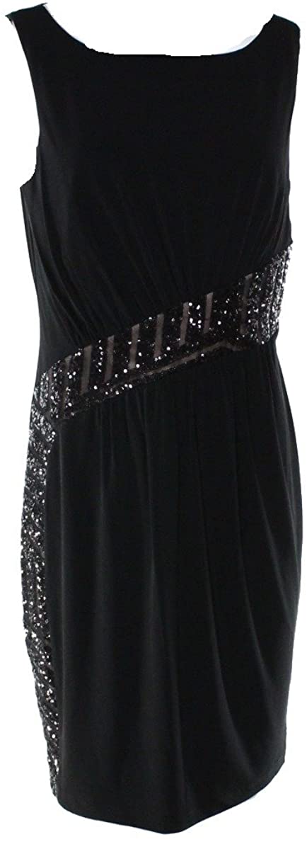 Price:$39.99    Calvin Klein Womens Matte Jersey Sequined Cocktail Dress Black 4  Clothing