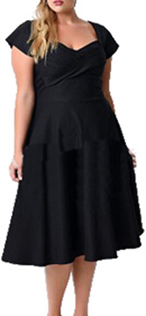 Price:$12.87    KXP Womens Plus Size Cocktail Empire Waist Swing Dress Black XXXL  Clothing