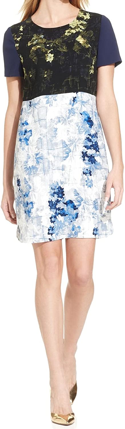 Price:$0.00 Ivanka Trump Women's Digital-Print Colorblock Shift Dress, Black/Neon Ctrn (16) at Amazon Women’s Clothing store