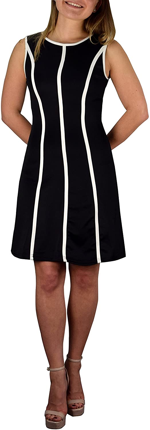 Price:$12.95    Peach Couture Striped Sleeveless Solid Color A-Line Cocktail Party Dress  Clothing