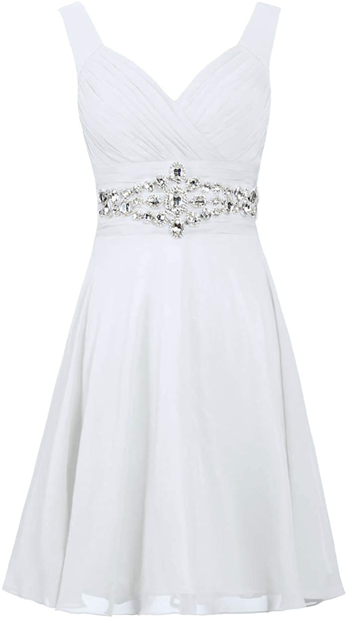 Price:$39.99    ANTS Women's Straps Short Prom Dresses Crystal Chiffon Cocktail Dress  Clothing