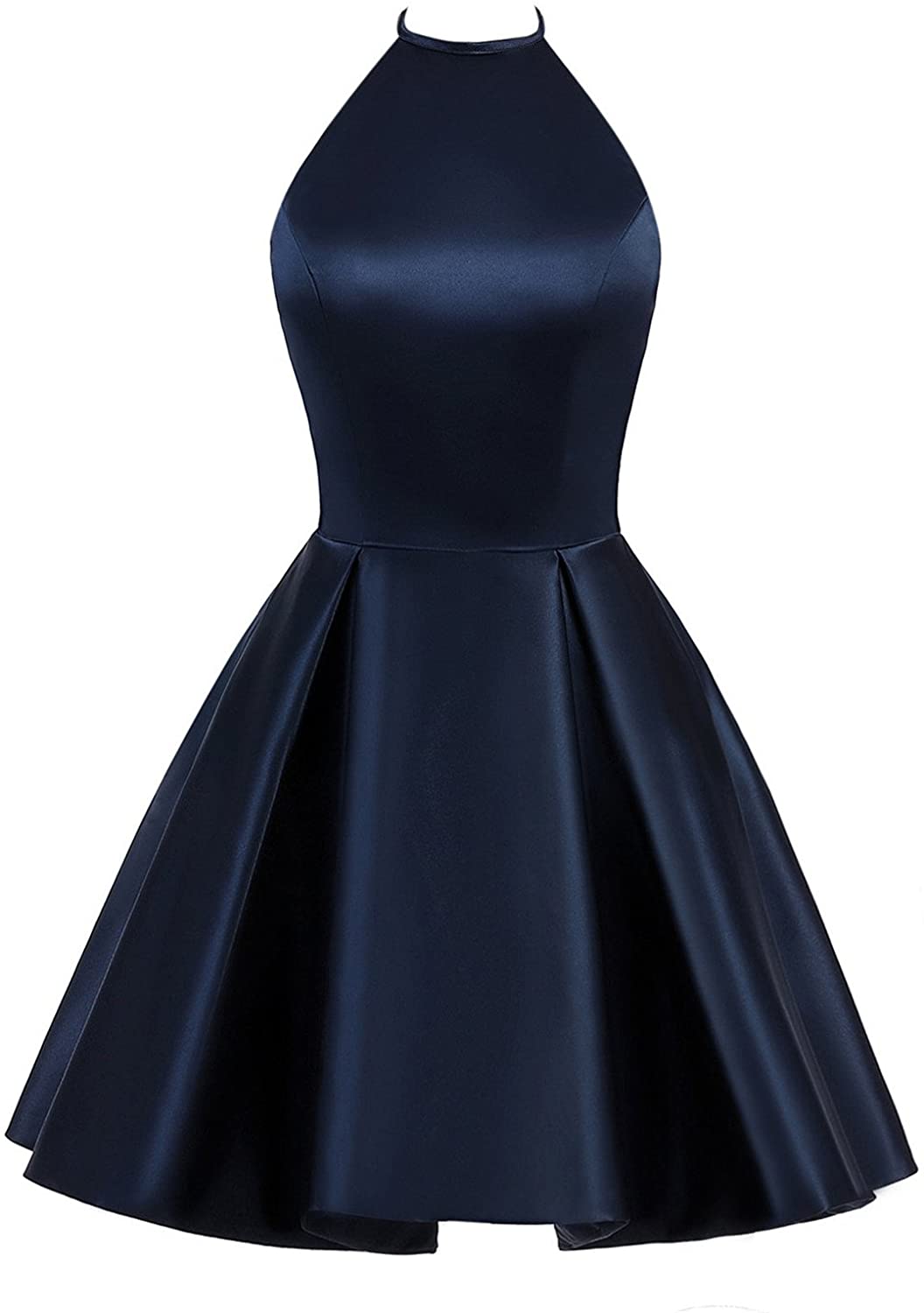 Price:$169.99 NOVIA Women's Short Halter Satin Prom Dress with Pockets Evening Party Gown NHC42 at Amazon Women’s Clothing store