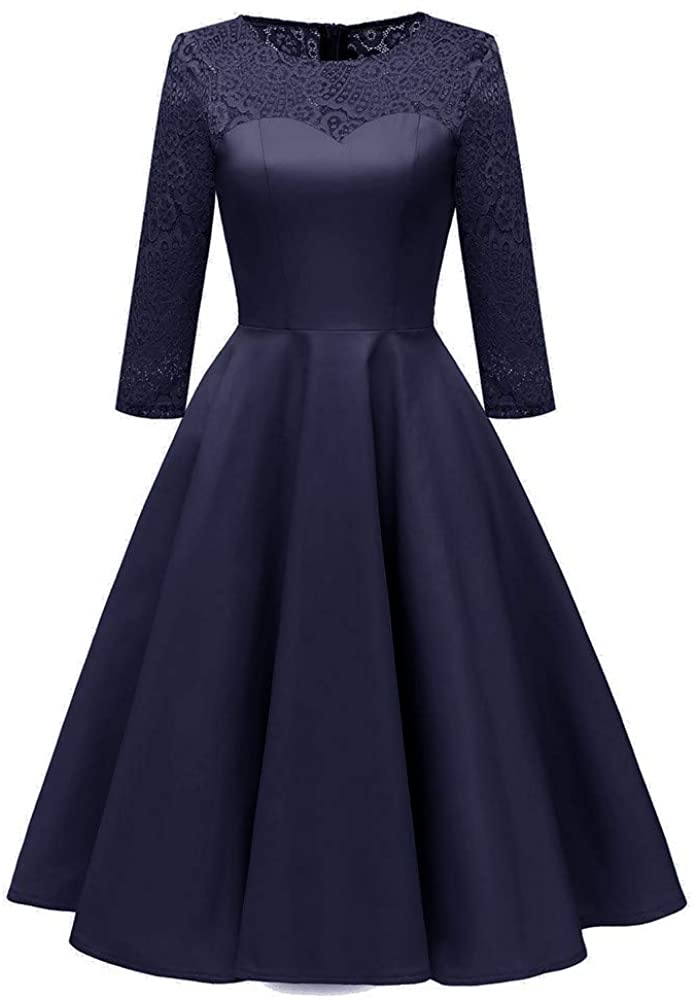Price:$18.80    Princess Floral Swing Lace Cocktail V-Neck Party Aline Dress for Women  Clothing