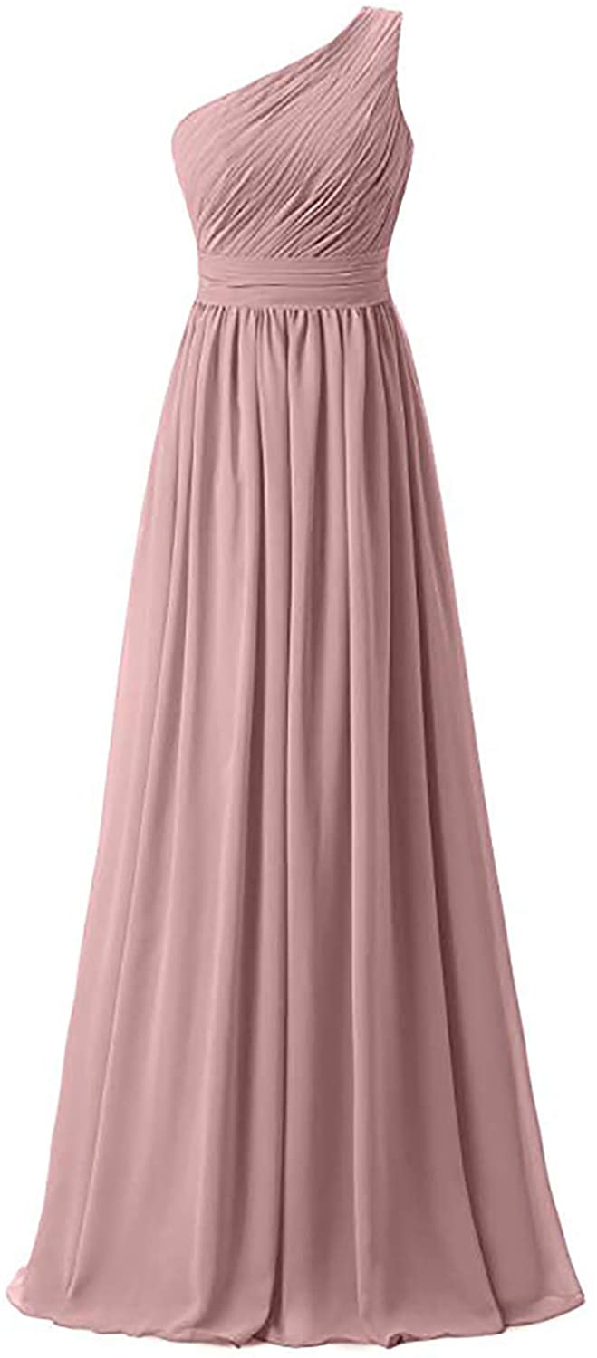 Price:$69.99    BelleAngel Women's One Shoulder Bridesmaid Dress Chiffon A Line Long Homecoming Prom Dresses BASL046  Clothing