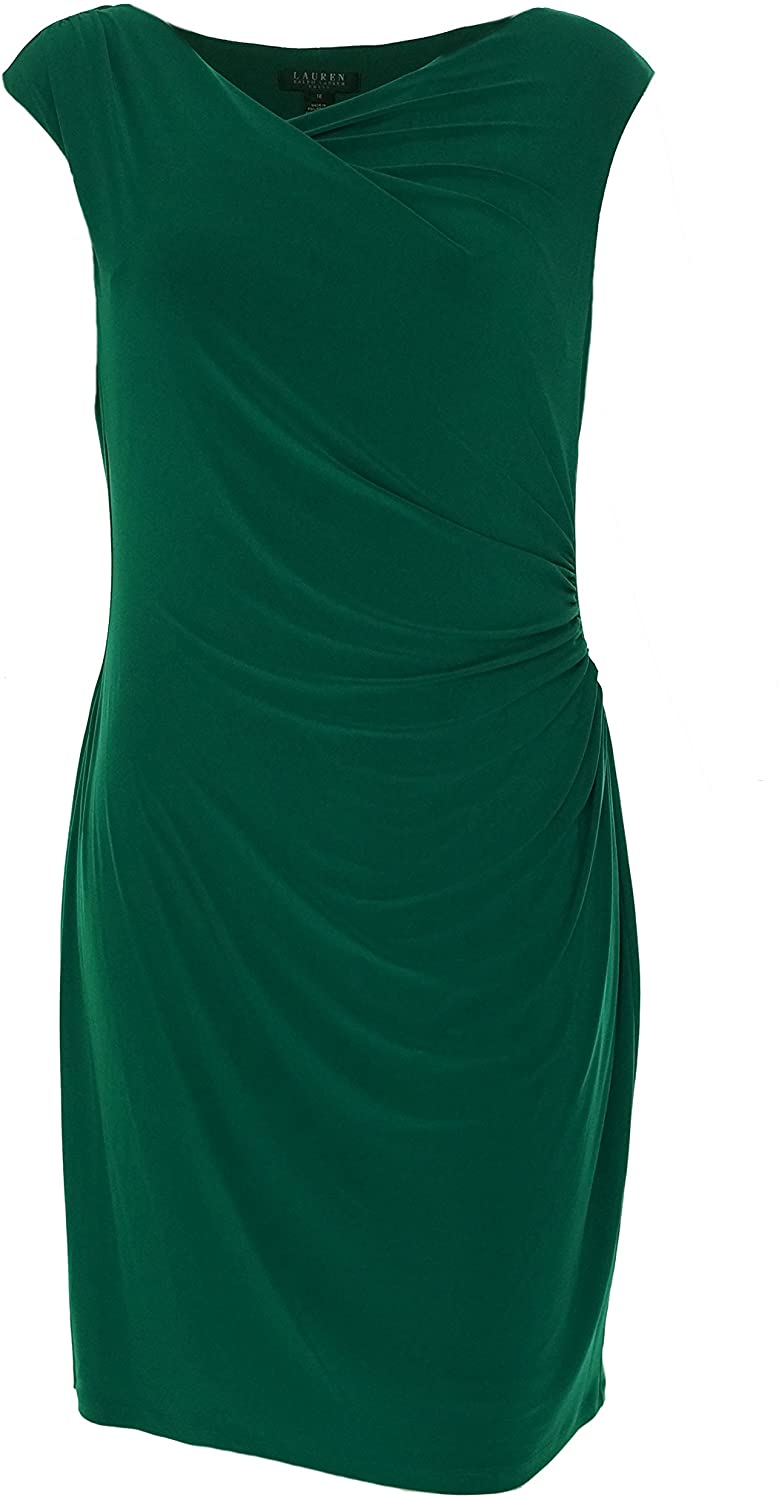 Price:$134.00    Lauren Ralph Lauren Asymetrical Sheath Dress Goodess Green 16  Clothing