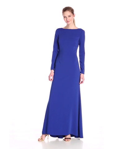 Price:$39.99    JS Boutique Women's Ls Bateau Neck Gown W/Wide Criss Cross Back Straps  Clothing