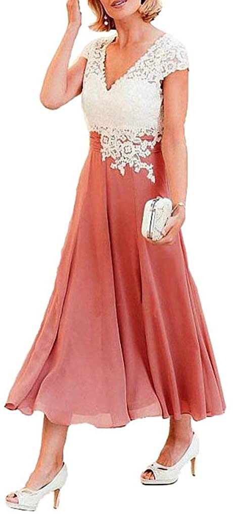 Price:$69.99    WHZZ Women's Tea Length Mother of The Bride Dress Evening Formal Dress WHZZ288  Clothing