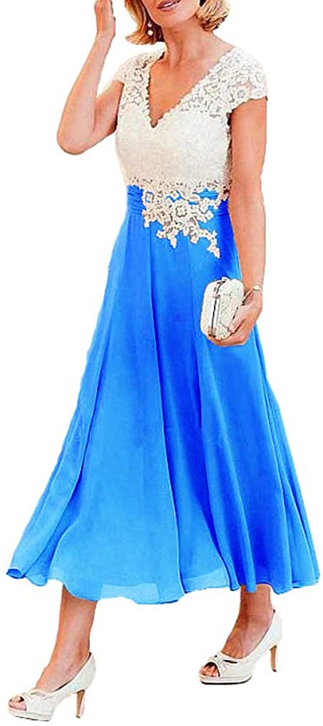 Price:$69.99    WHZZ Women's Tea Length Mother of The Bride Dress Evening Formal Dress WHZZ288  Clothing