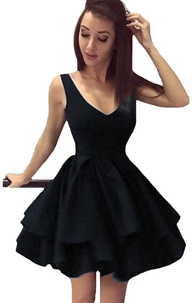 Price:$0.00 Still Waiting Women's V Neck Prom Dresses Satin A line Backless Homecoming Party Dress with Pockets C050 at Amazon Women’s Clothing store