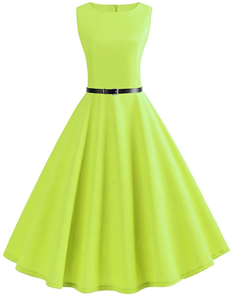 Price:$0.00 NDJqer Women's 1950s Retro Vintage Cocktail Party Swing Dress with Sleeveless 015 S at Amazon Women’s Clothing store