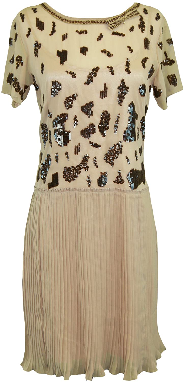 Price:$58.75 Betty Blue Women's Short Sleeve Pleated Sequin Dress at Amazon Women’s Clothing store