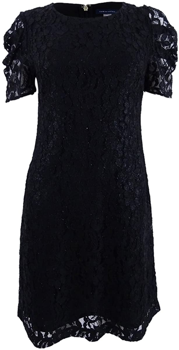 Price:$59.98    Tommy Hilfiger Women's Glitter Lace Dress (6, Black)  Clothing