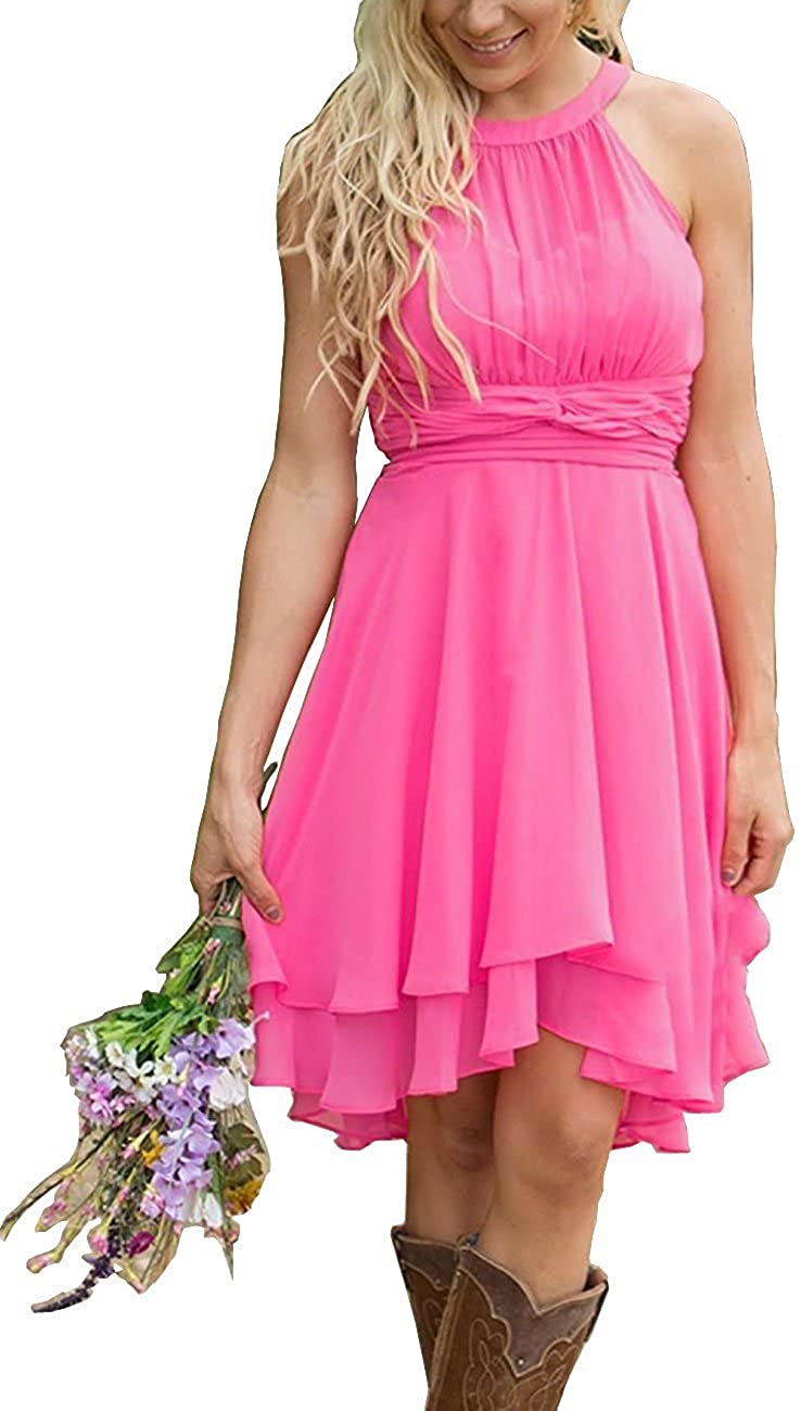 Price:$55.00    Gemila Women's A Line Short Country 2018 Bridesmaid Dresses Western Wedding Guest Gown Hot Pink US20W  Clothing