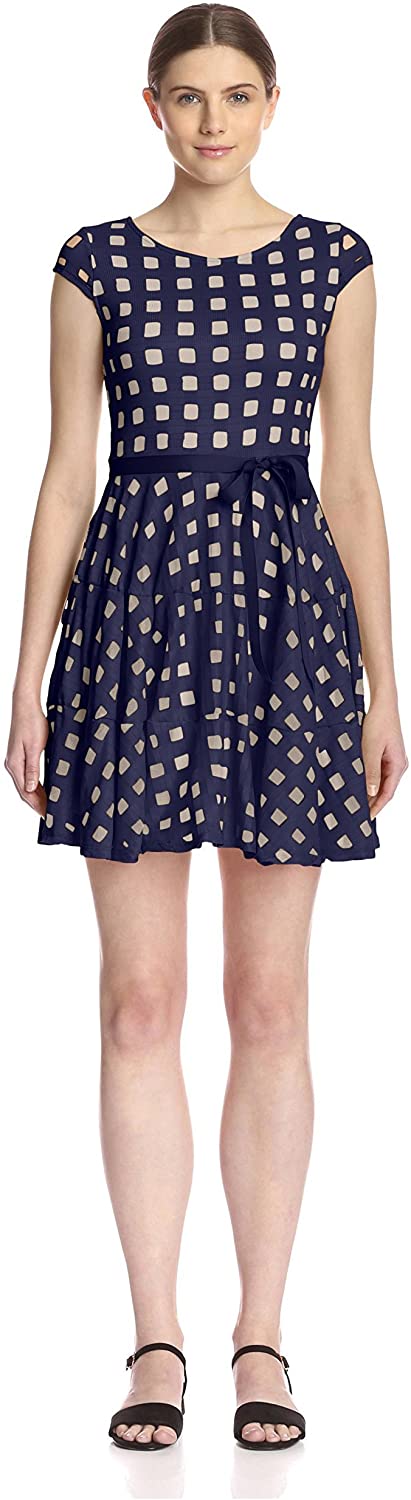 Price:$29.42    Silva Women's Lace Fit and Flare Dress, Navy, XS  Clothing