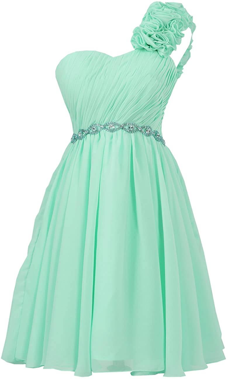 Price:$0.00 JAEDEN Short Bridesmaid Dresses Chiffon One Shoulder Homecoming Party Dress Gown Pleat at Amazon Women’s Clothing store